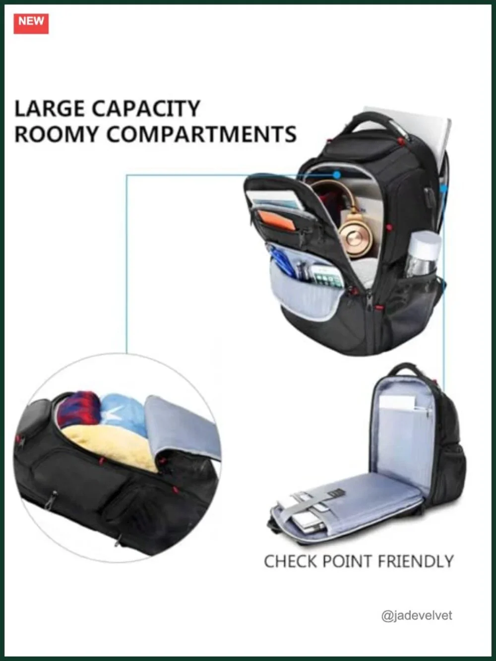 TSA Friendly Travel Laptop Backpack 17.3 inch Water-Repellent College Daypack